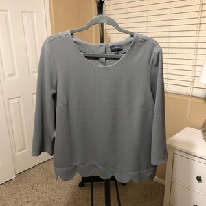 The Limited Grey Scallop Hem Blouse